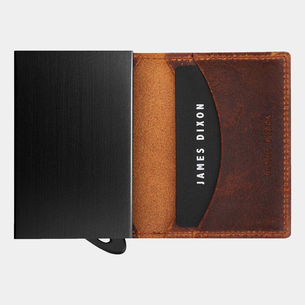 jd0027 james dixon puro raw redwood brown wallet open