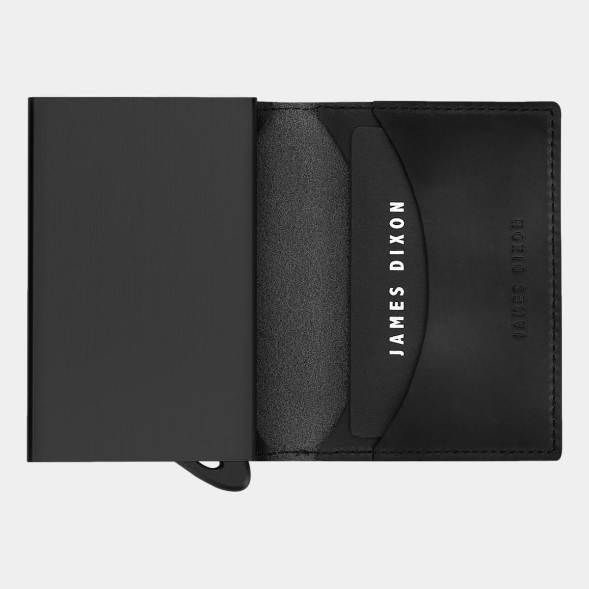 jd0030 james dixon puro vintage all black wallet open
