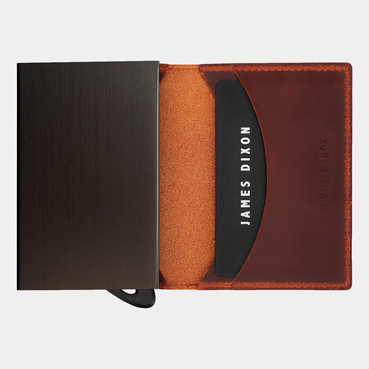 jd0040 james dixon puro vintage rust wallet open