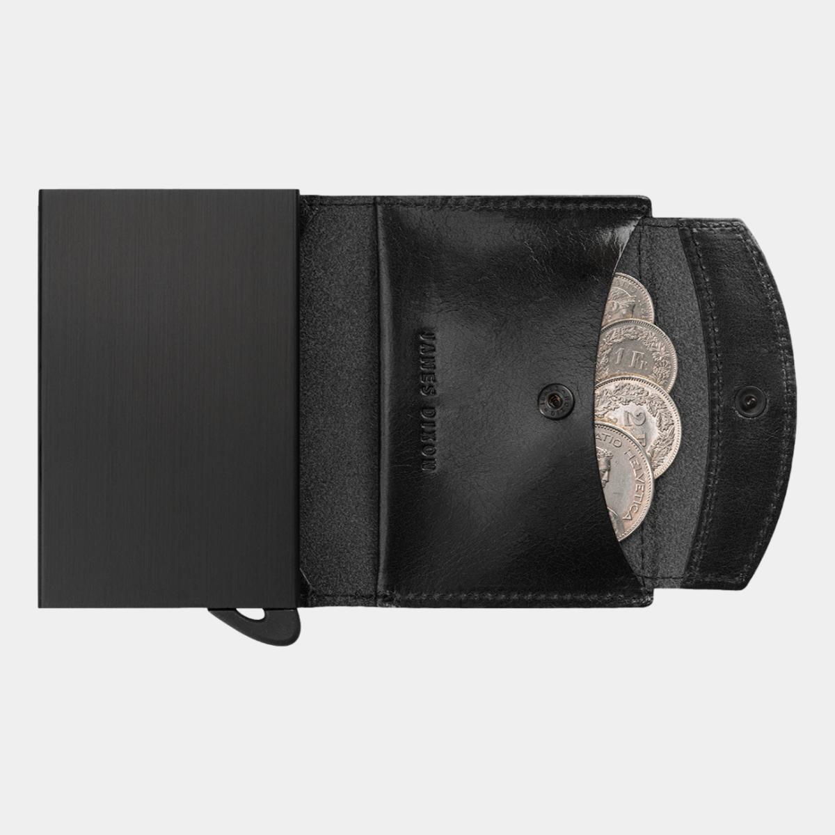 jd0043 james dixon puro classic all black coin pocket wallet coins