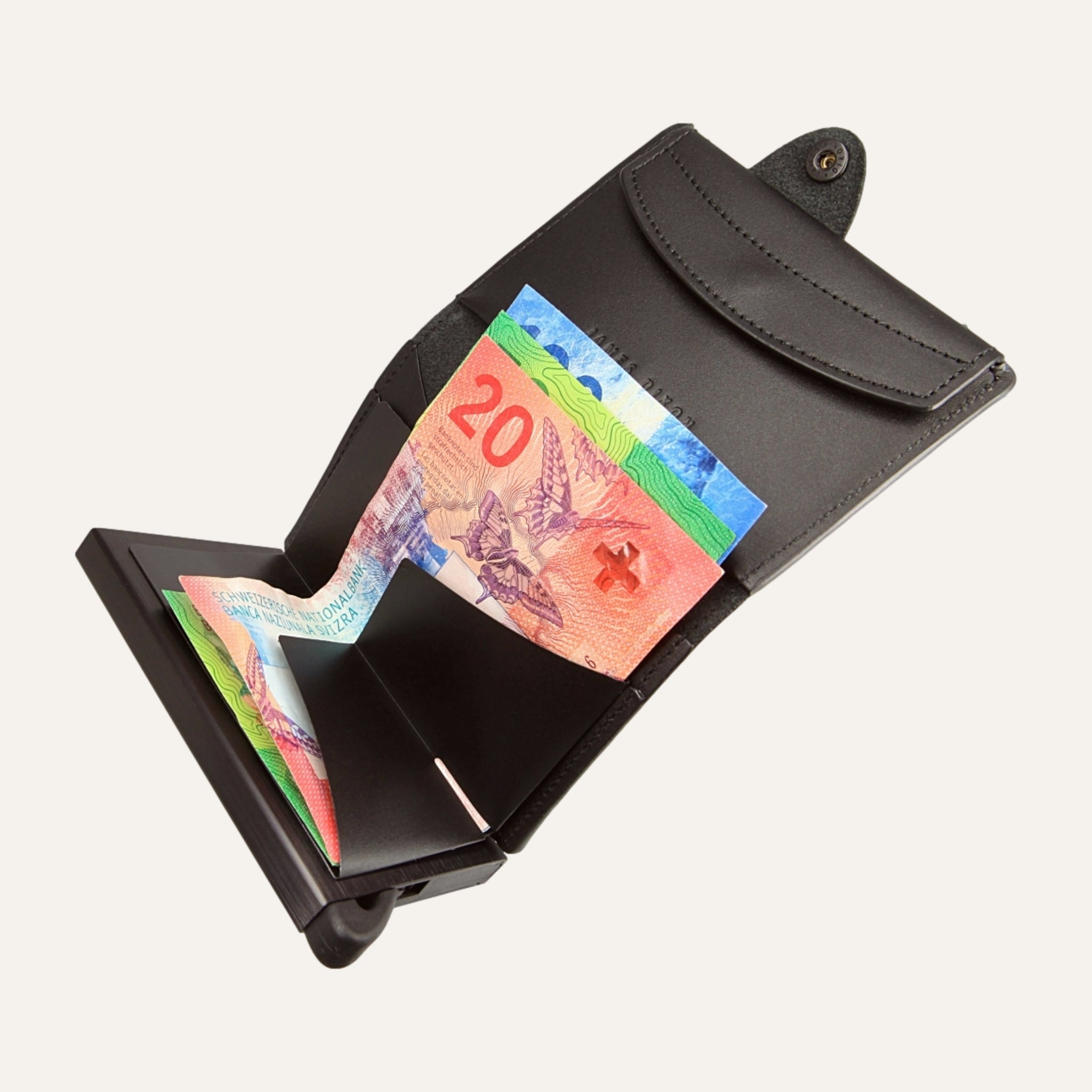 All Black - One - Münzfach - Knopf - Portemonnaie
