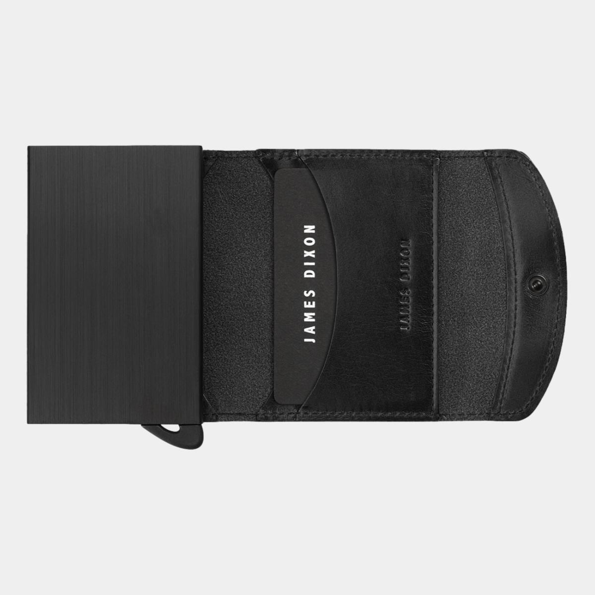 jd0087 james dixon grande classic all black wallet open