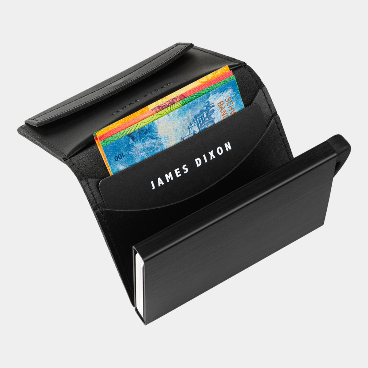 jd0121 james dixon puro one all black coin pocket wallet notes