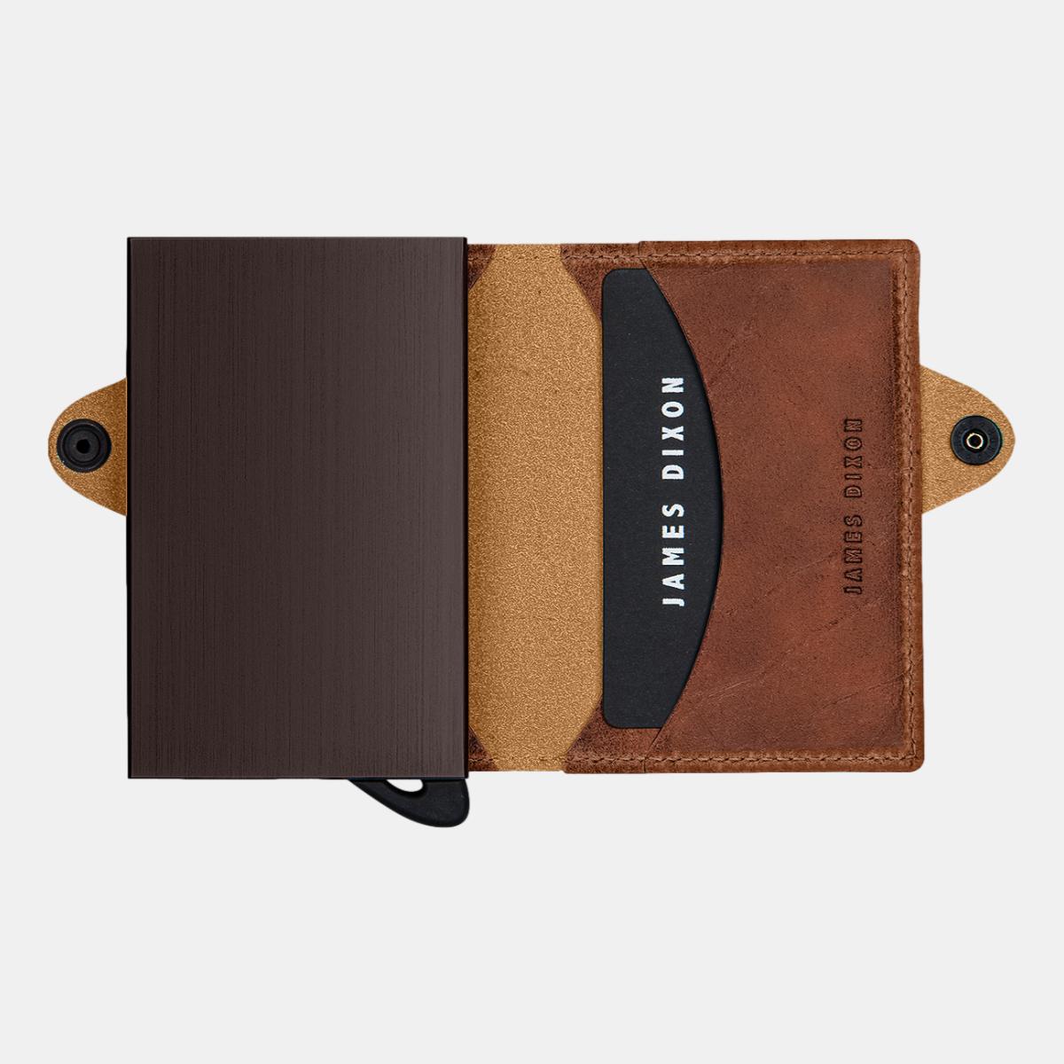 jd0168 james dixon boton raw redwood brown wallet open