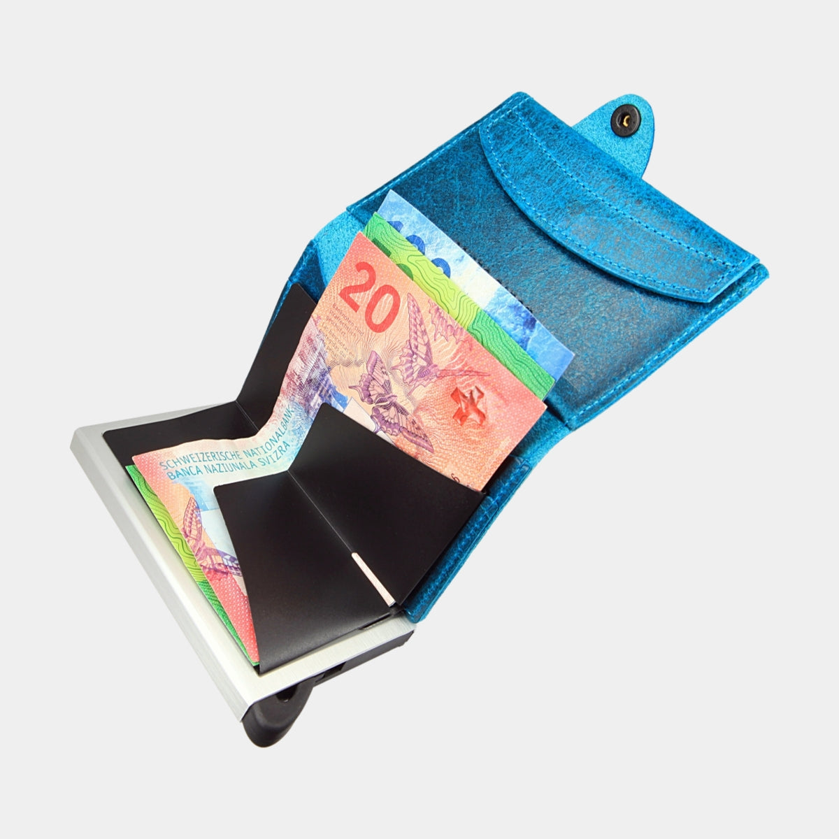 Blue - Raw - Monedero - Botón - Cartera