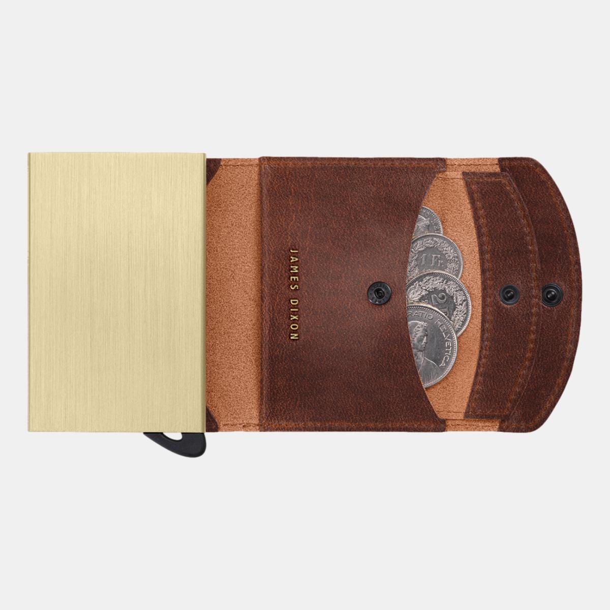 jd0271 james dixon grande classic havana brown gold coin pocket wallet coins