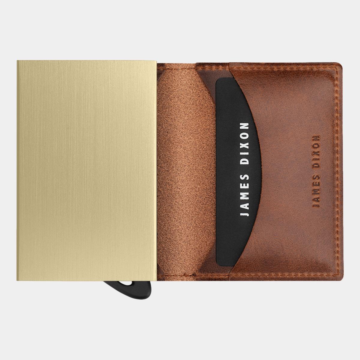 jd0274 james dixon puro classic havana brown gold wallet open