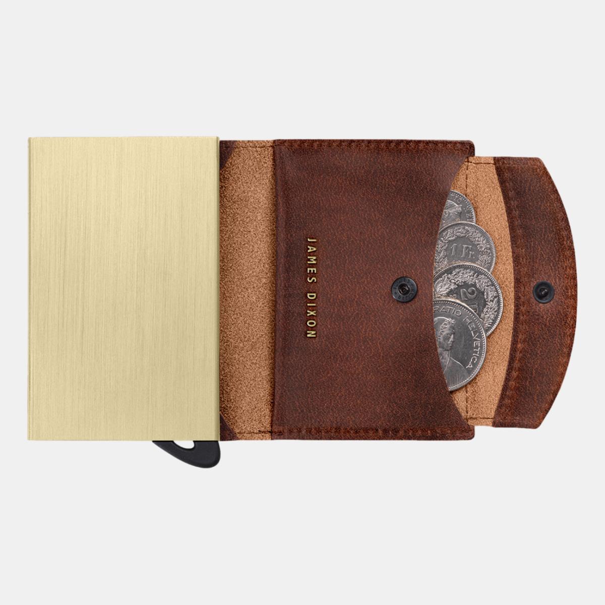 jd0276 james dixon puro classic havana brown gold coin pocket wallet coins