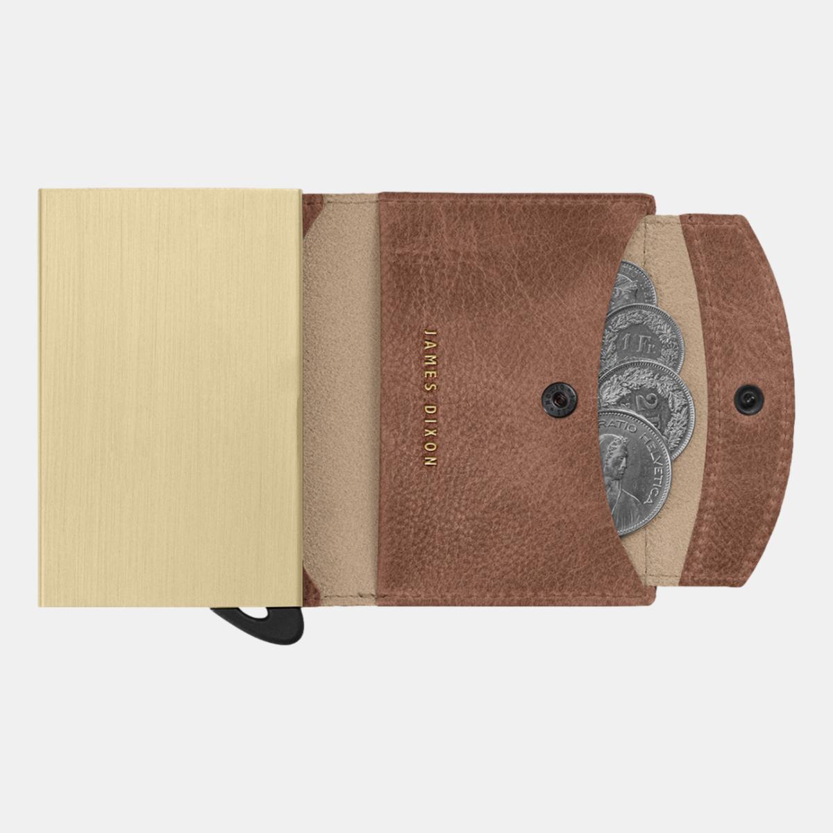 jd0277 james dixon puro grace havana brown gold coin pocket wallet coins