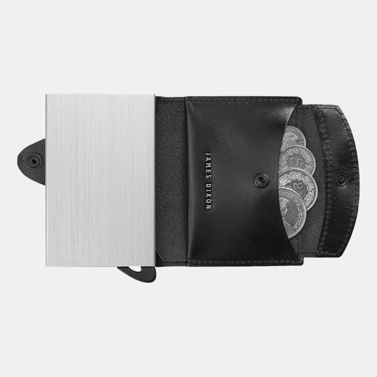 jd0287 james dixon boton classic black silver coin pocket wallet coins
