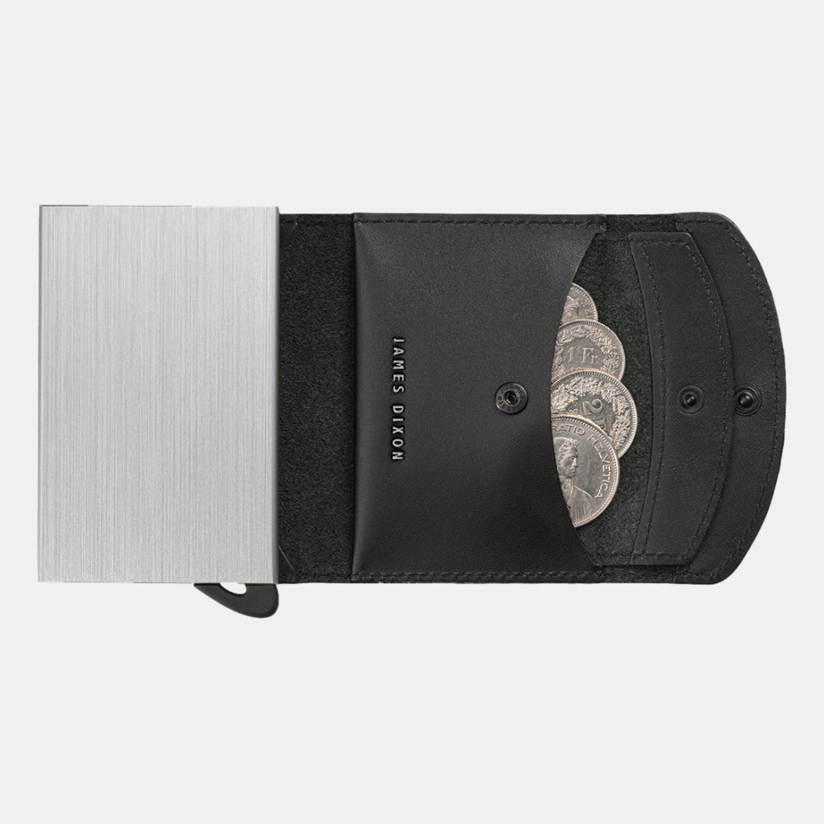 jd0302 james dixon grande one black silver coin pocket wallet coins