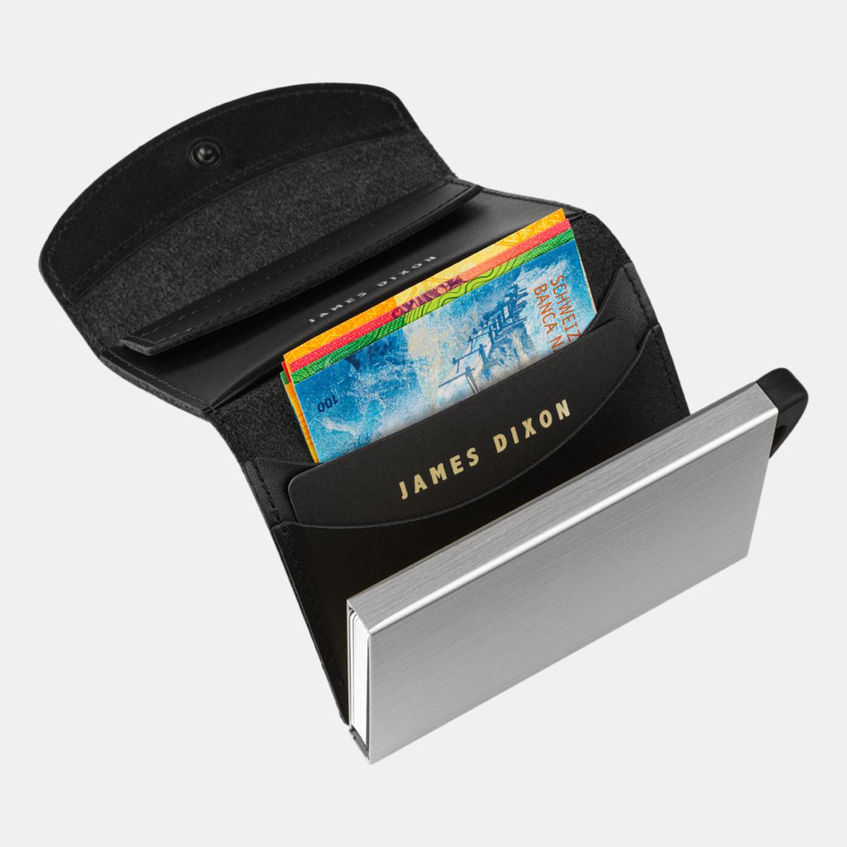 jd0302 james dixon grande one black silver coin pocket wallet notes