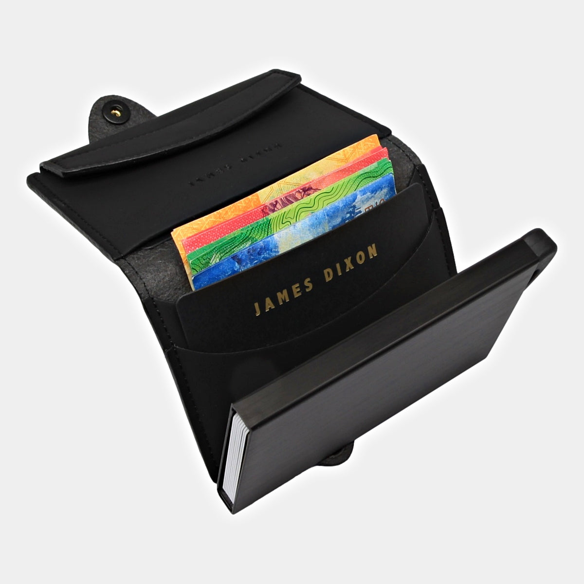 jd0361 james dixon boton nautica all black coin pocket wallet notes