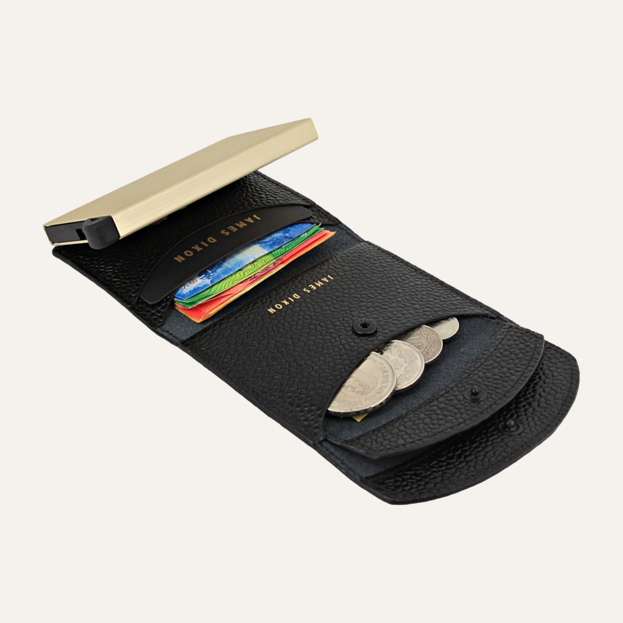Black/Gold - Caviar - Coin Pocket - Flap - Wallet