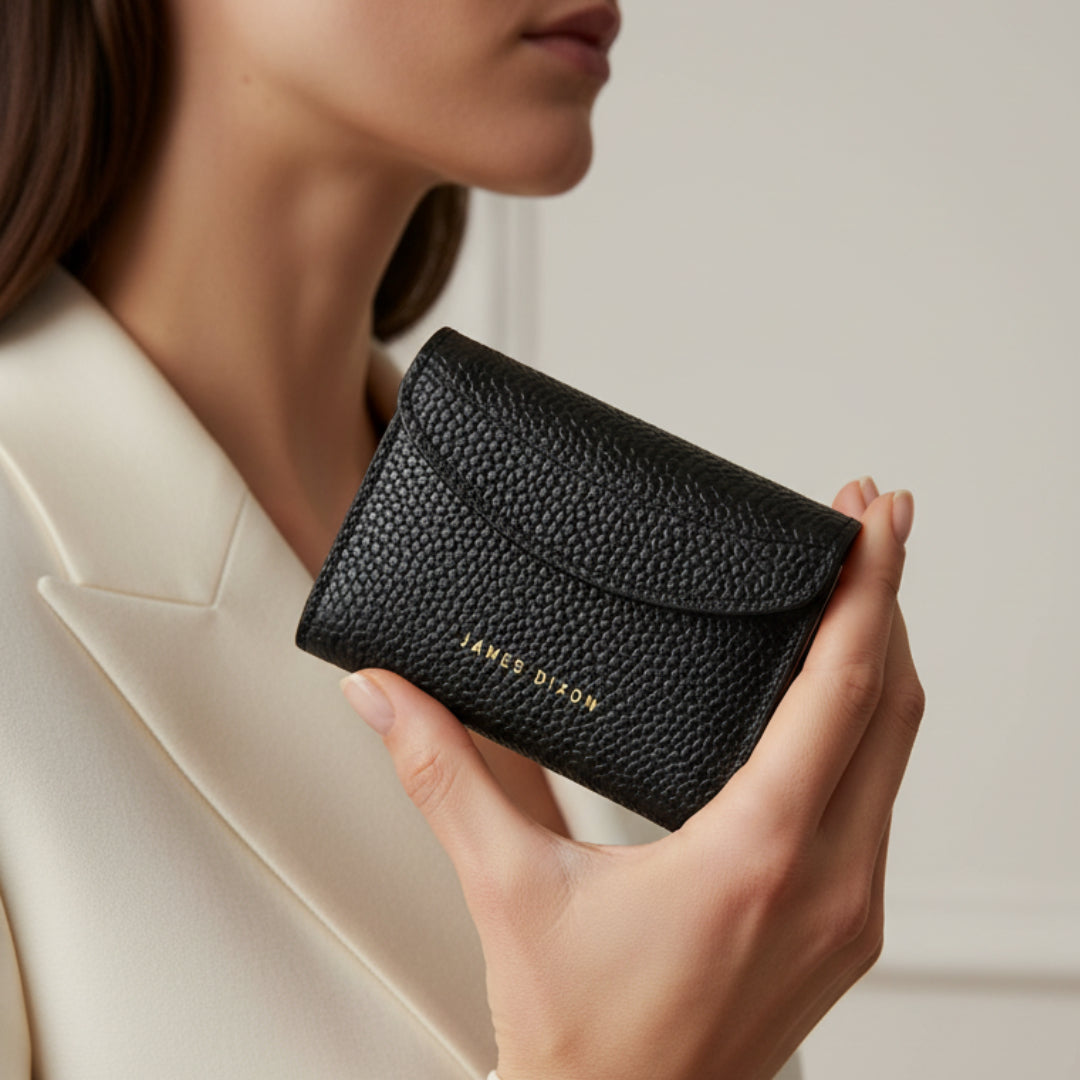 Black/Gold - Caviar - Coin Pocket - Flap - Wallet
