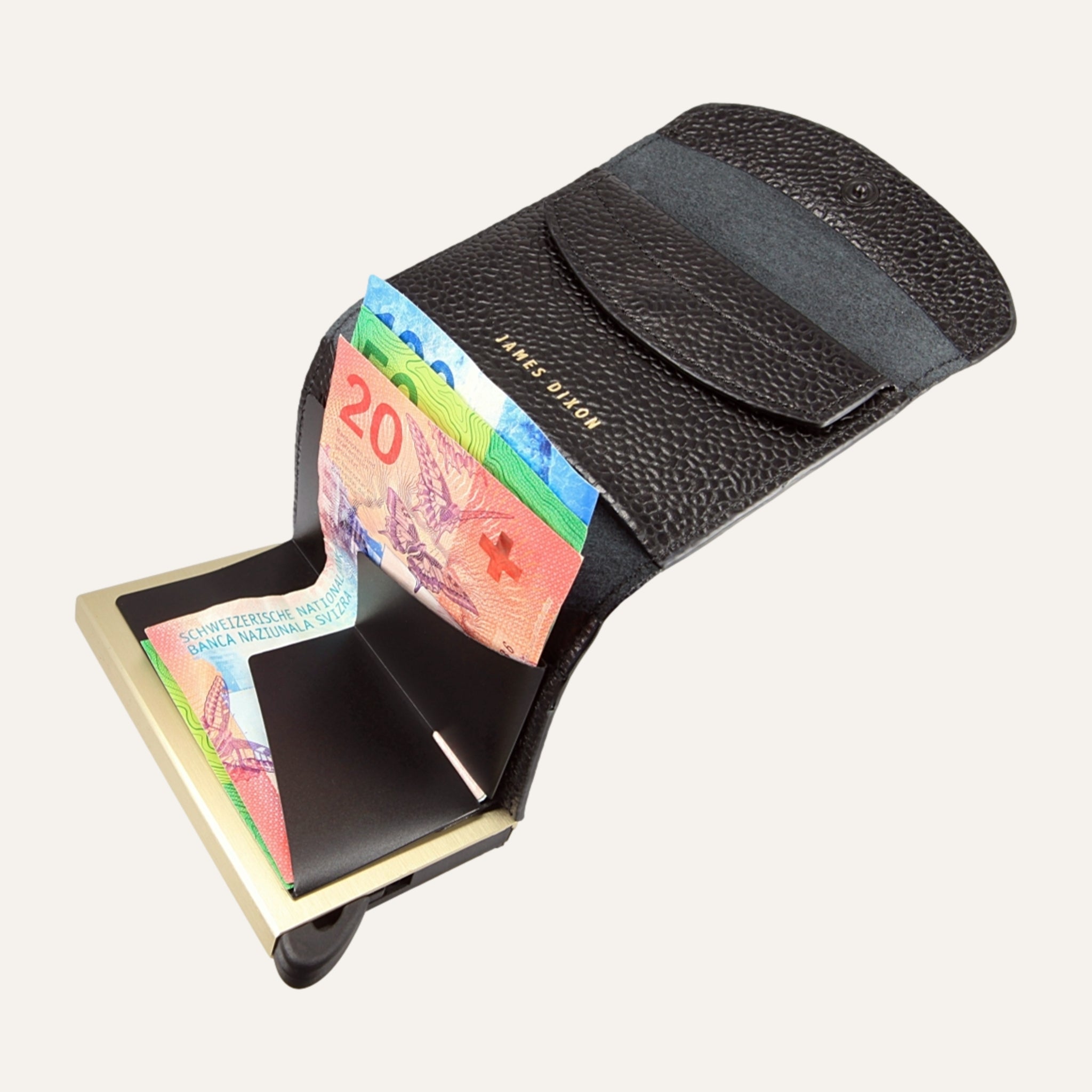 Black/Gold - Caviar - Coin Pocket - Flap - Wallet