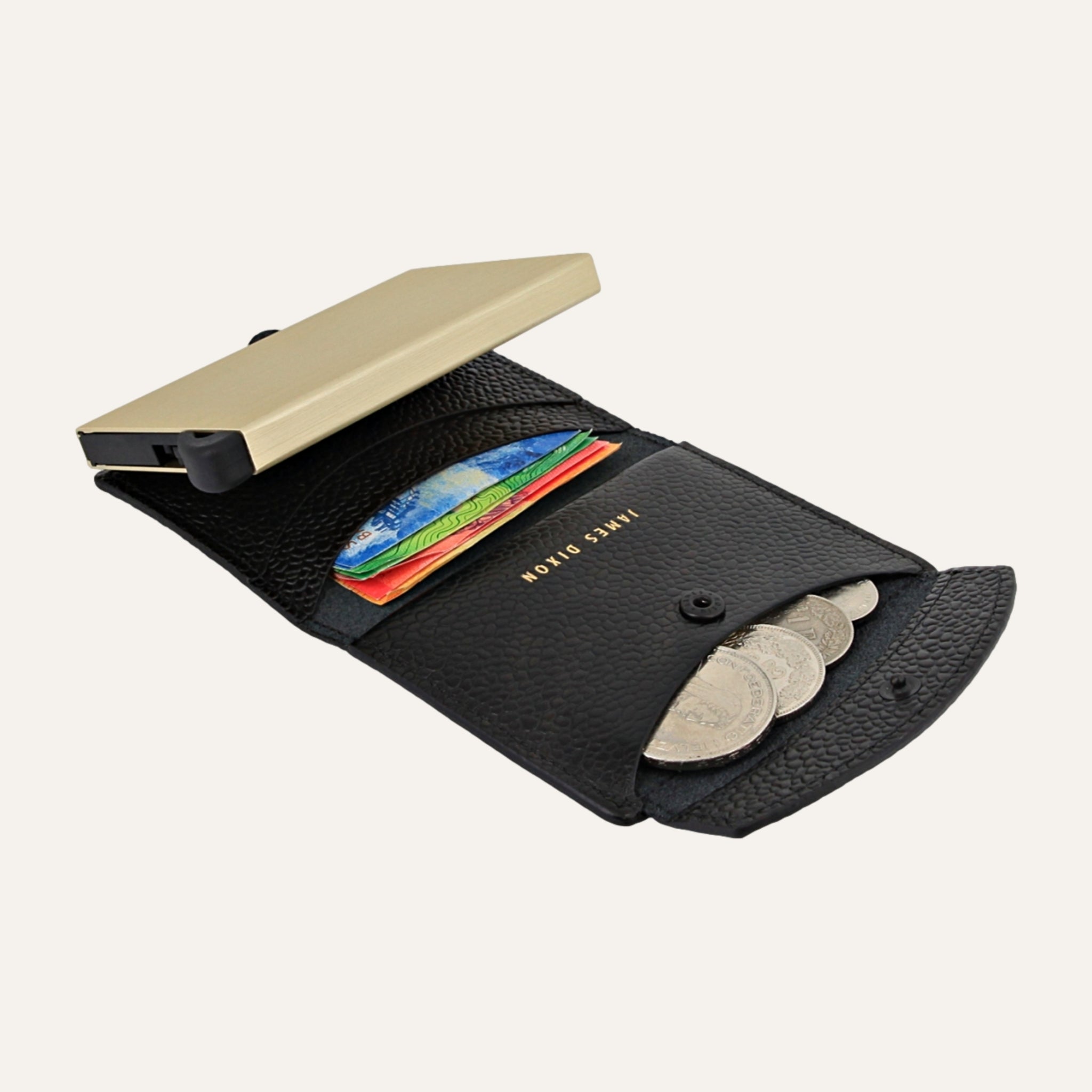 Black/Gold - Caviar - Coin Pocket - Snap - Wallet
