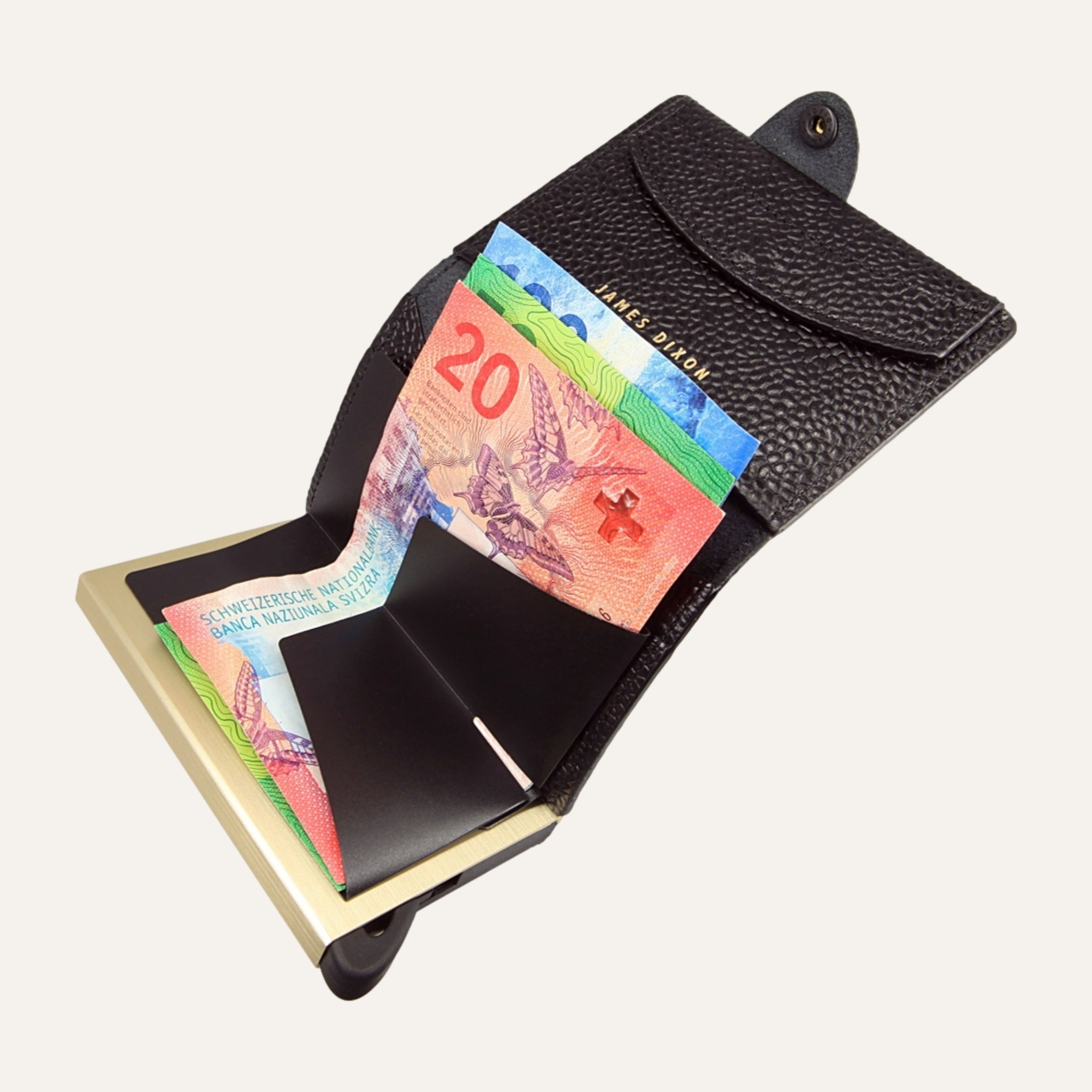 Black/Gold - Caviar - Coin Pocket - Snap - Wallet