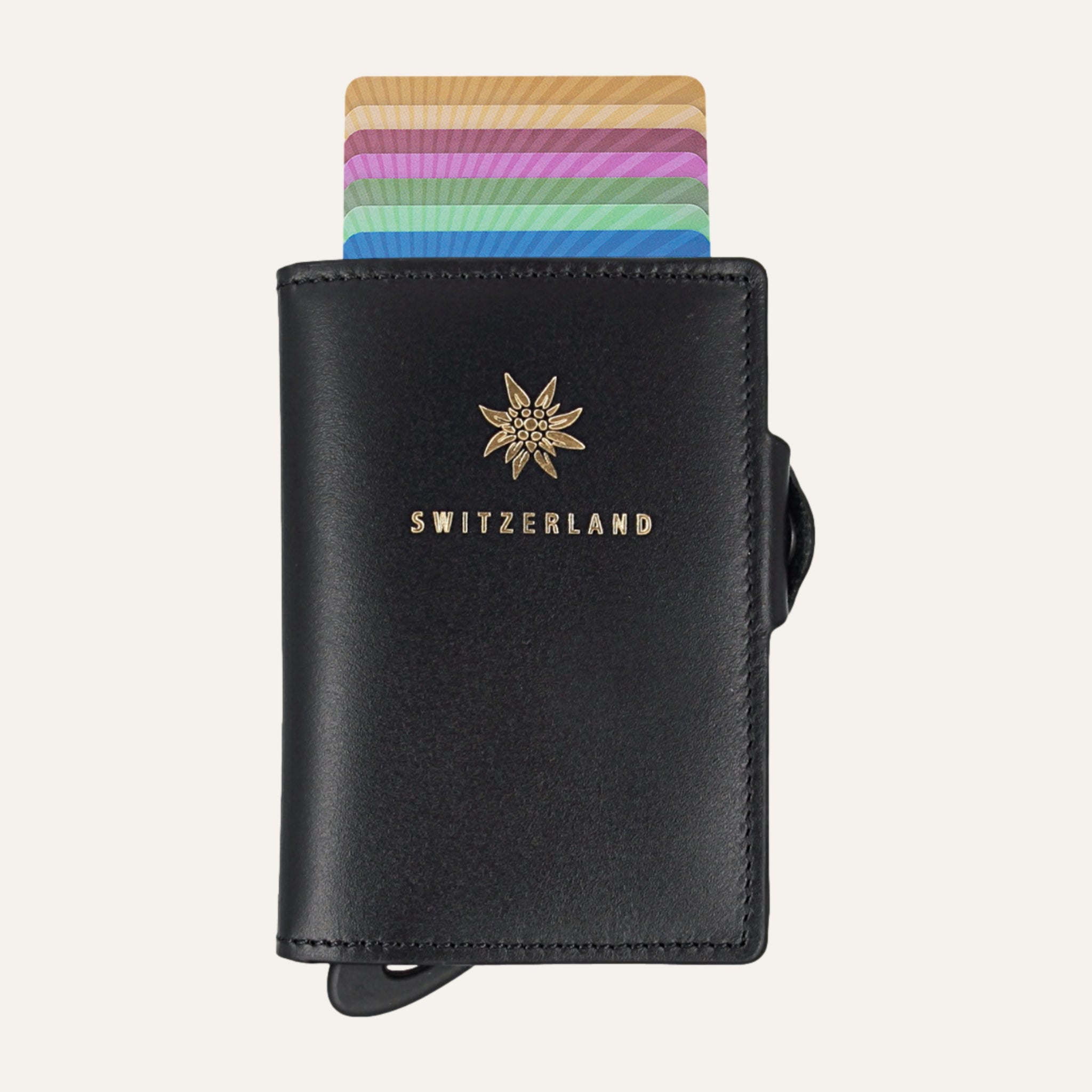Black/Gold Switzerland - One - Coin Pocket - Snap - Wallet