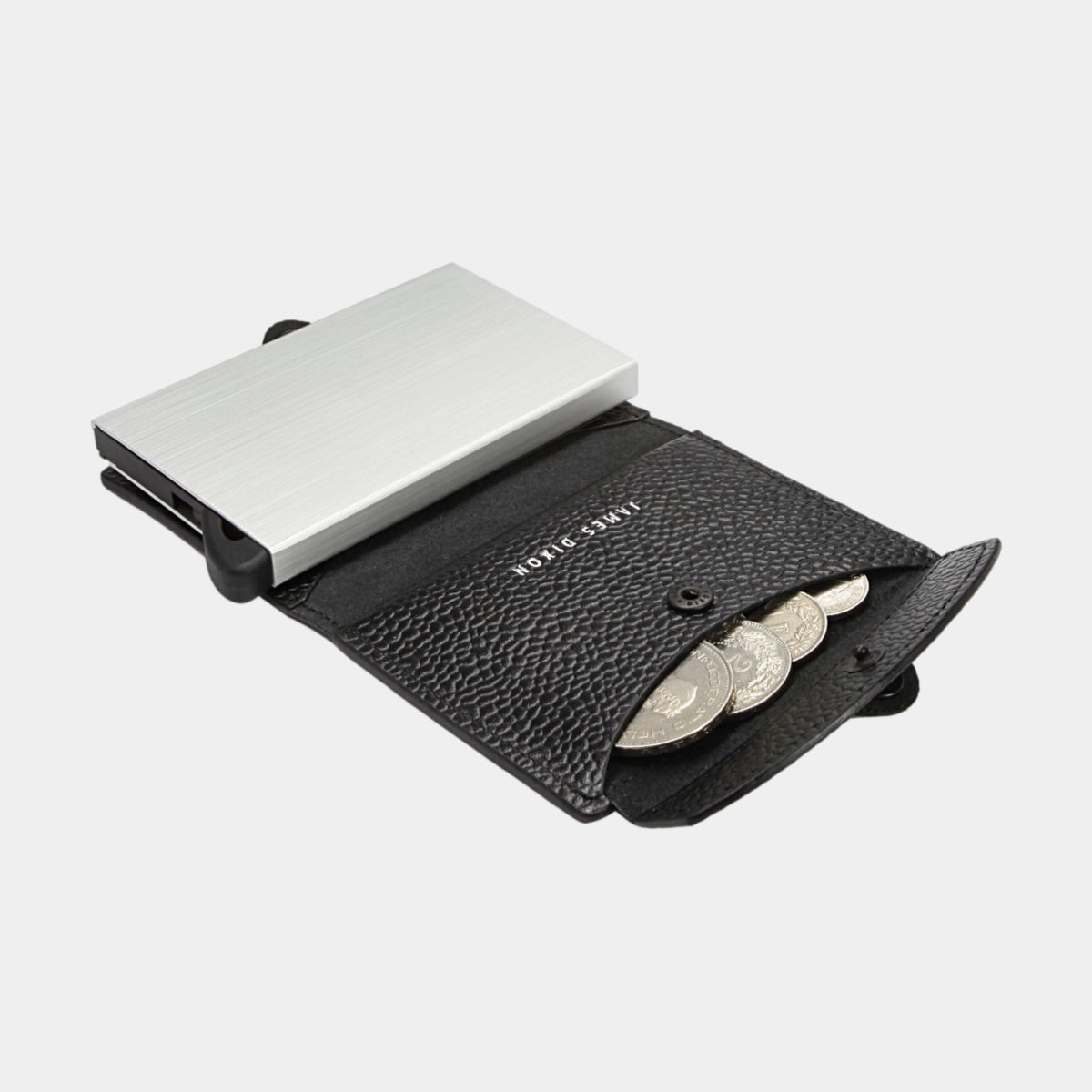 Black/Silver - Caviar - Monedero - Botón - Cartera