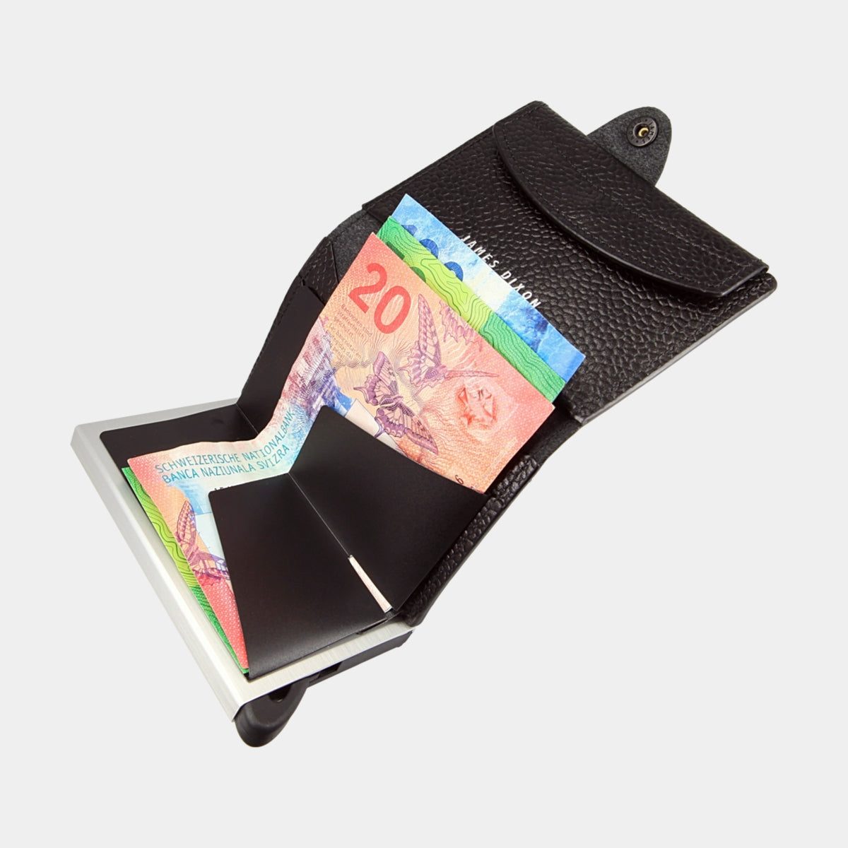 Black/Silver - Caviar - Monedero - Botón - Cartera