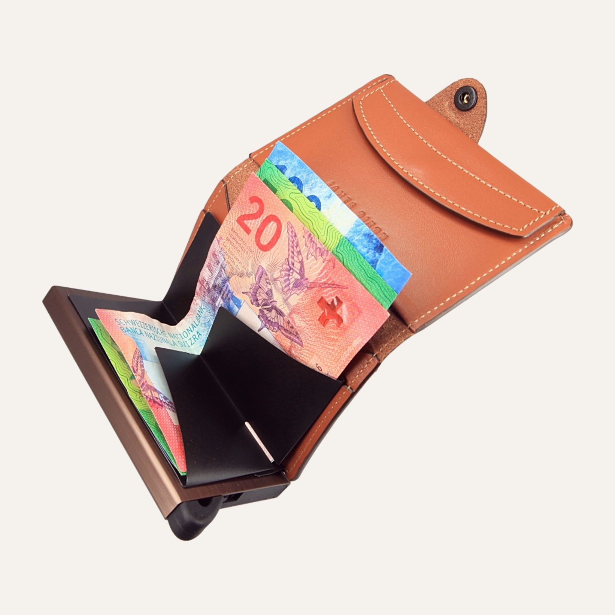 Light Brown Caramel - One - Coin Pocket - Snap - Wallet