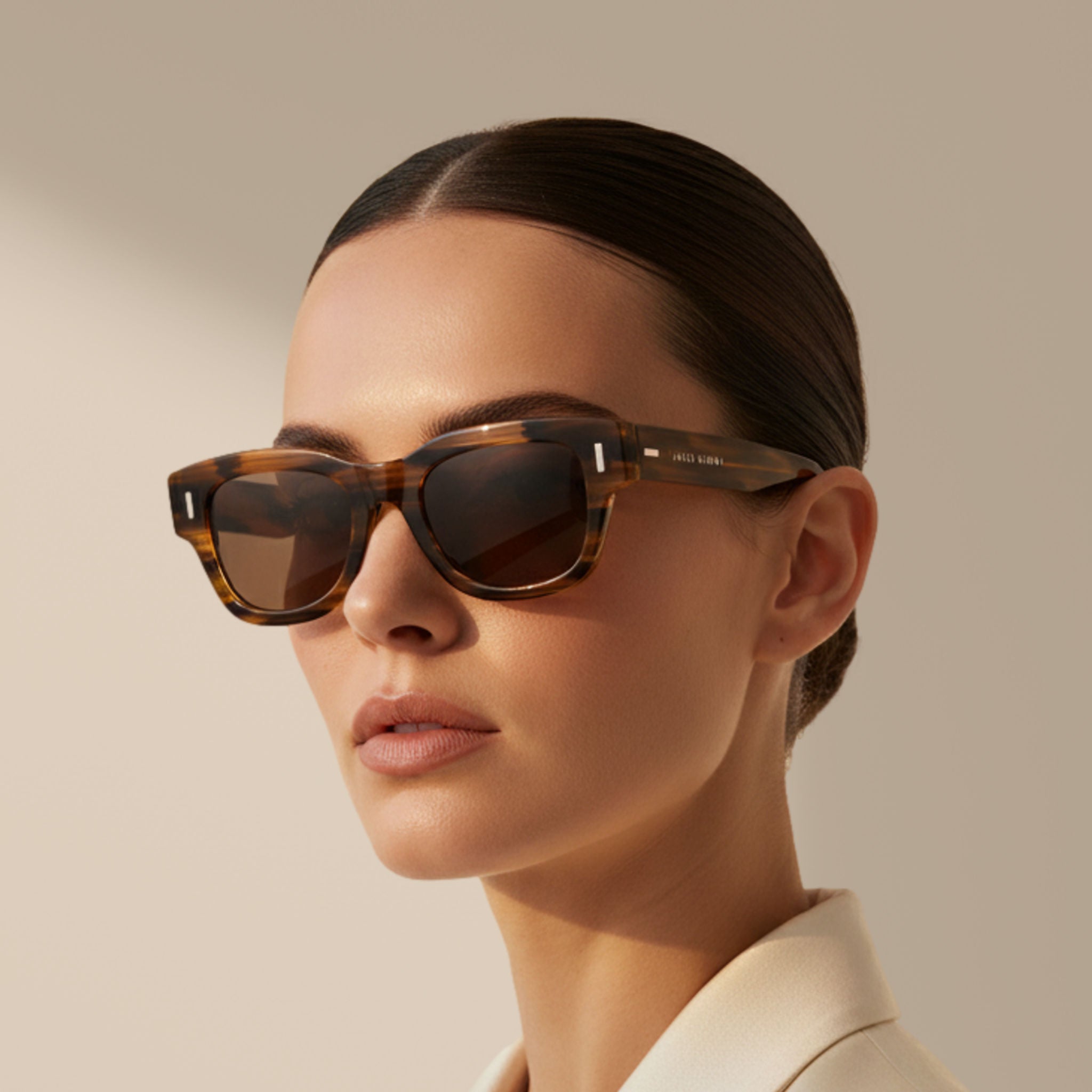 A rayas/Marrón – Lennox – Cuadradas – Acetato – Gafas de sol