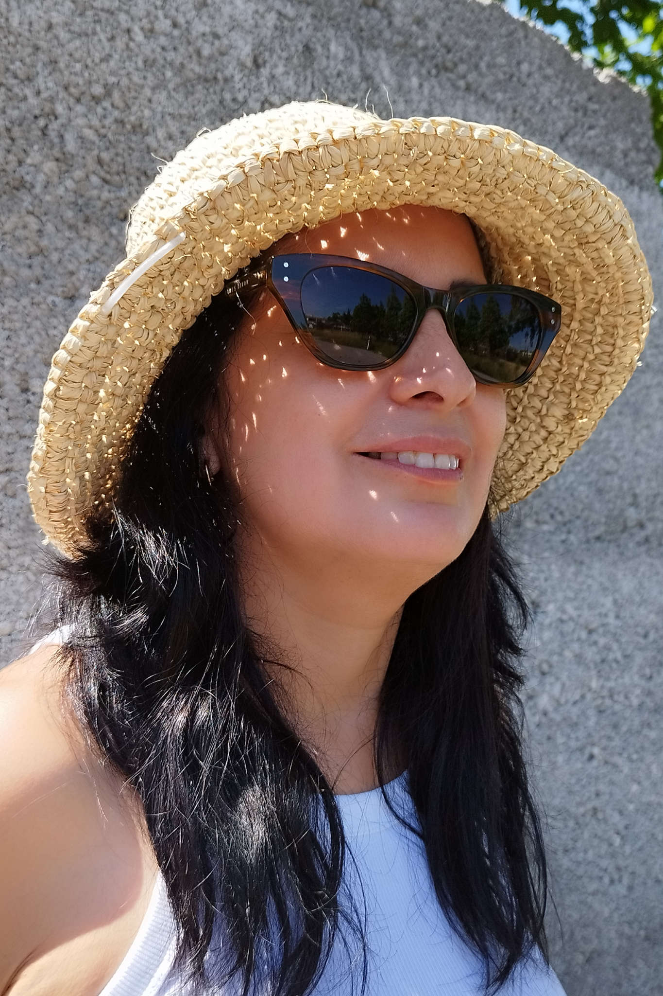 Gestreift/Grau - Velvet - Cat-Eye - Acetat - Sonnenbrille