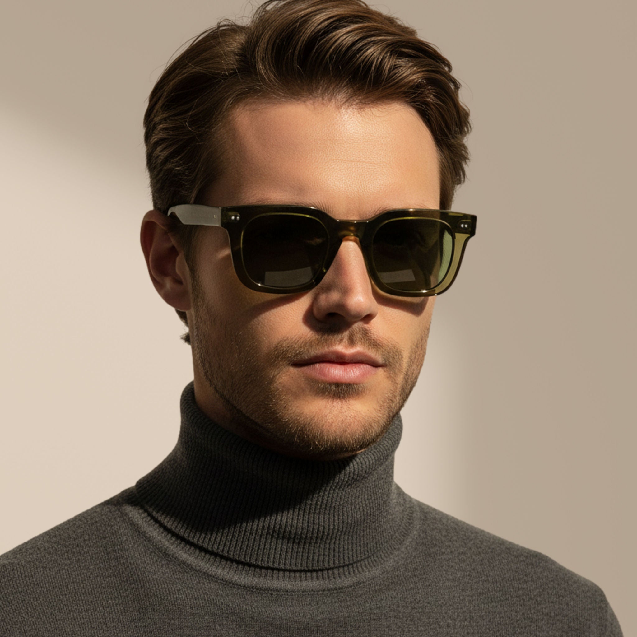 Olive/Green - Milton - Square - Acetate - Sunglasses