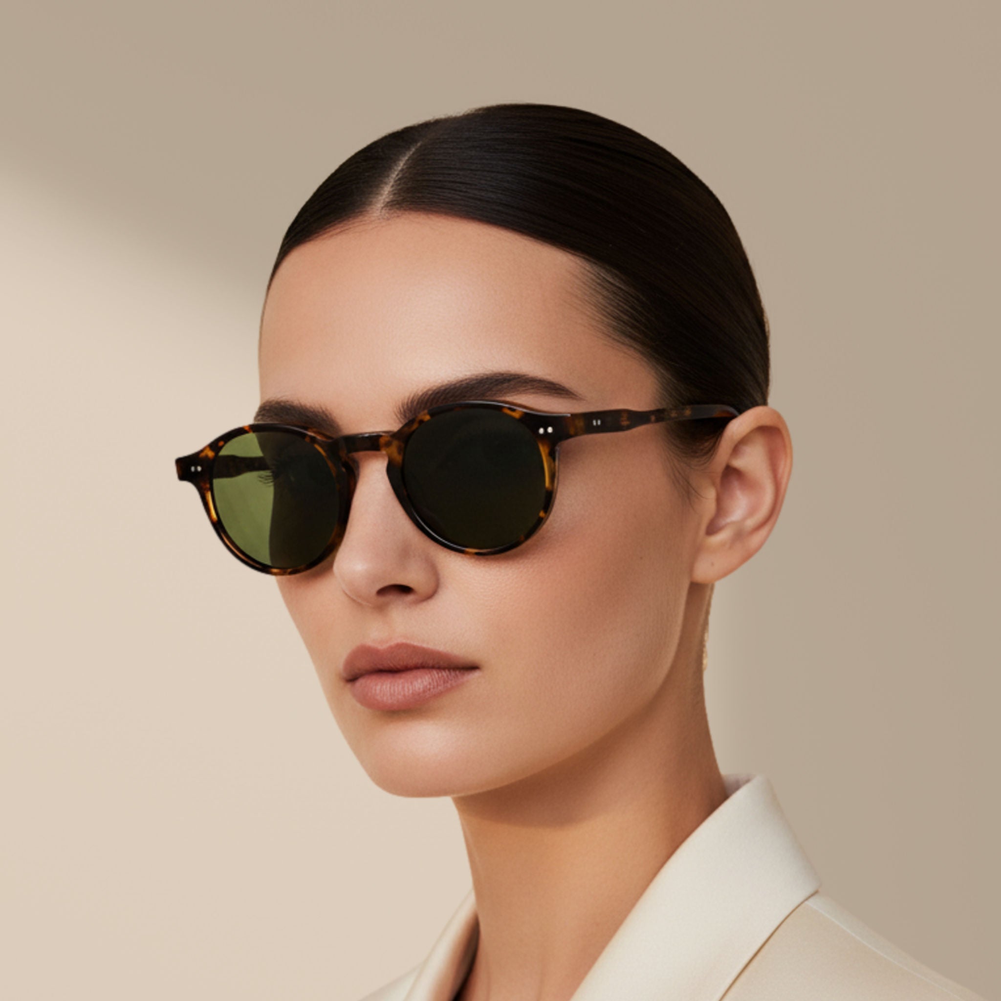Carey/Verde – Oxford – Redonda – Acetato – Gafas de sol