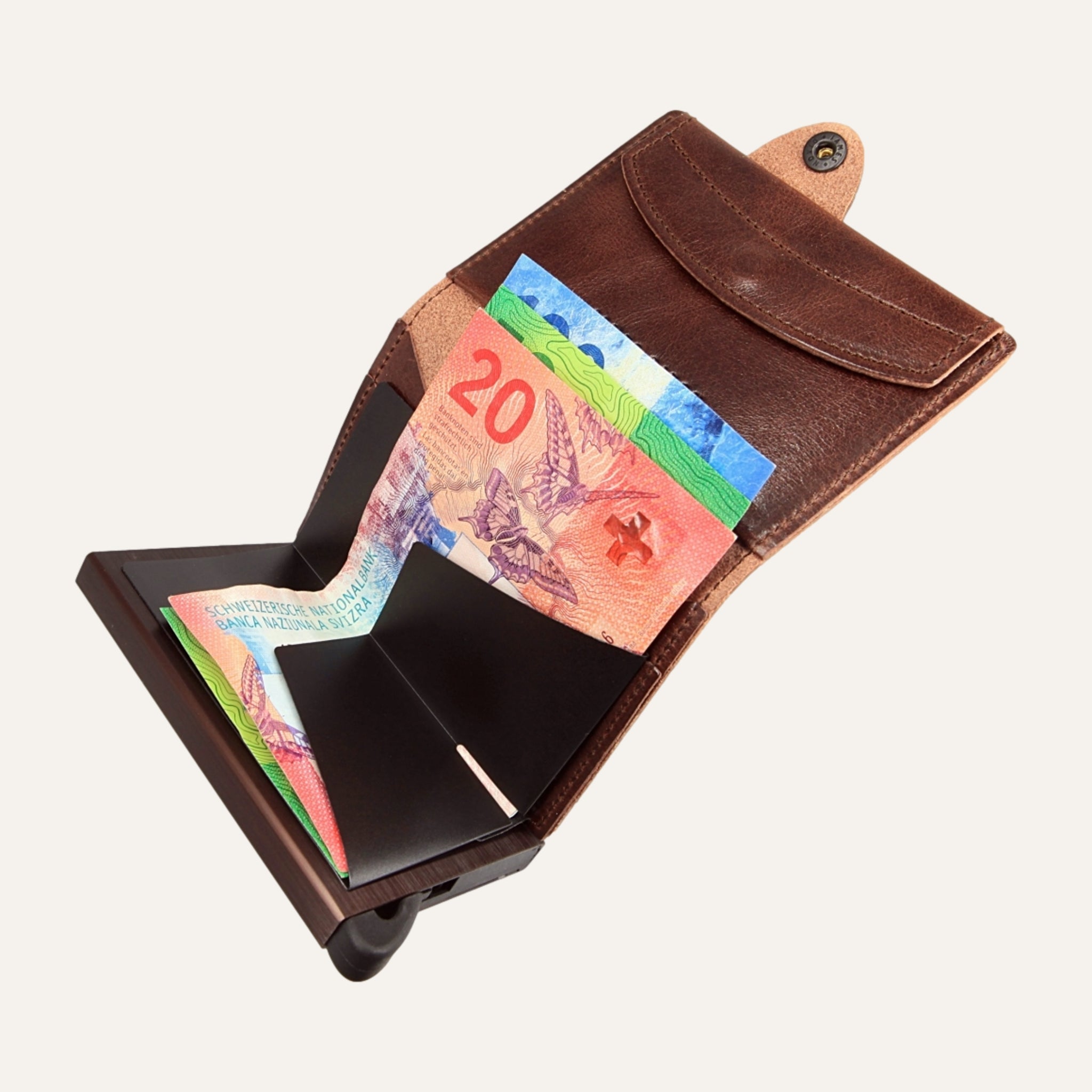 Cacao Brown - Classic - Münzfach - Knopf - Portemonnaie