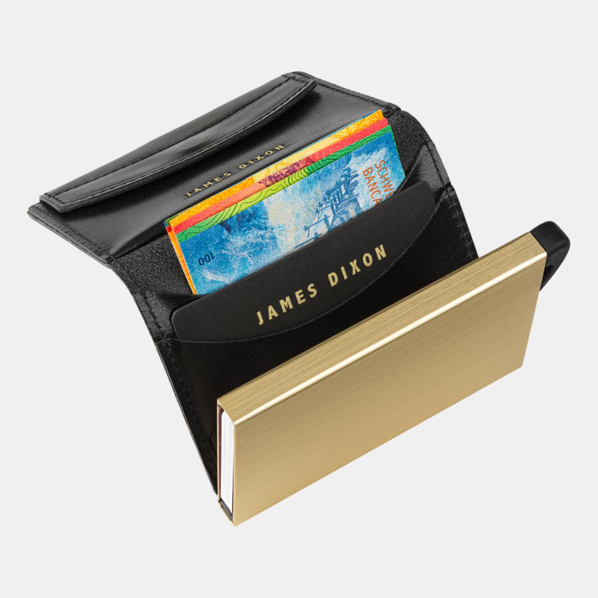 jd0045 james dixon puro classic black gold coin pocket wallet notes