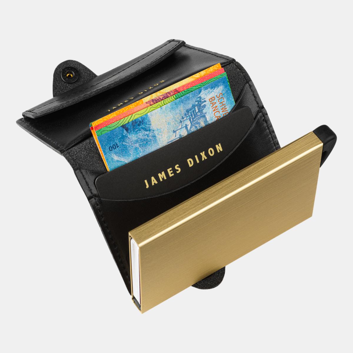 jd0074 james dixon boton classic black gold coin pocket wallet notes