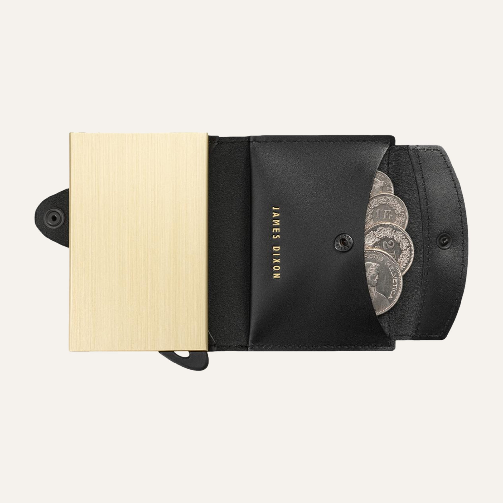 Black/Gold - One - Coin Pocket - Snap - Wallet
