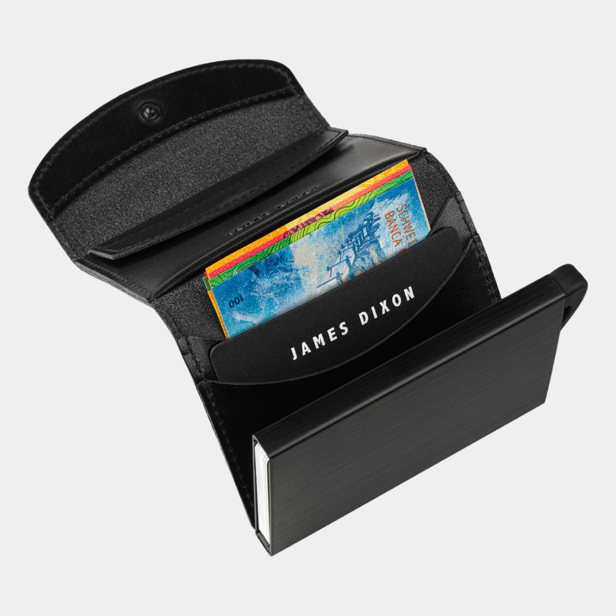 jd0101 james dixon grande classic all black coin pocket wallet notes