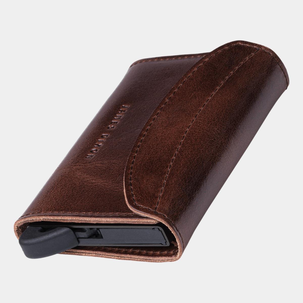 James Dixon Slim RFID Wallet, Dark Brown, Classic, Coin Pocket, Flap