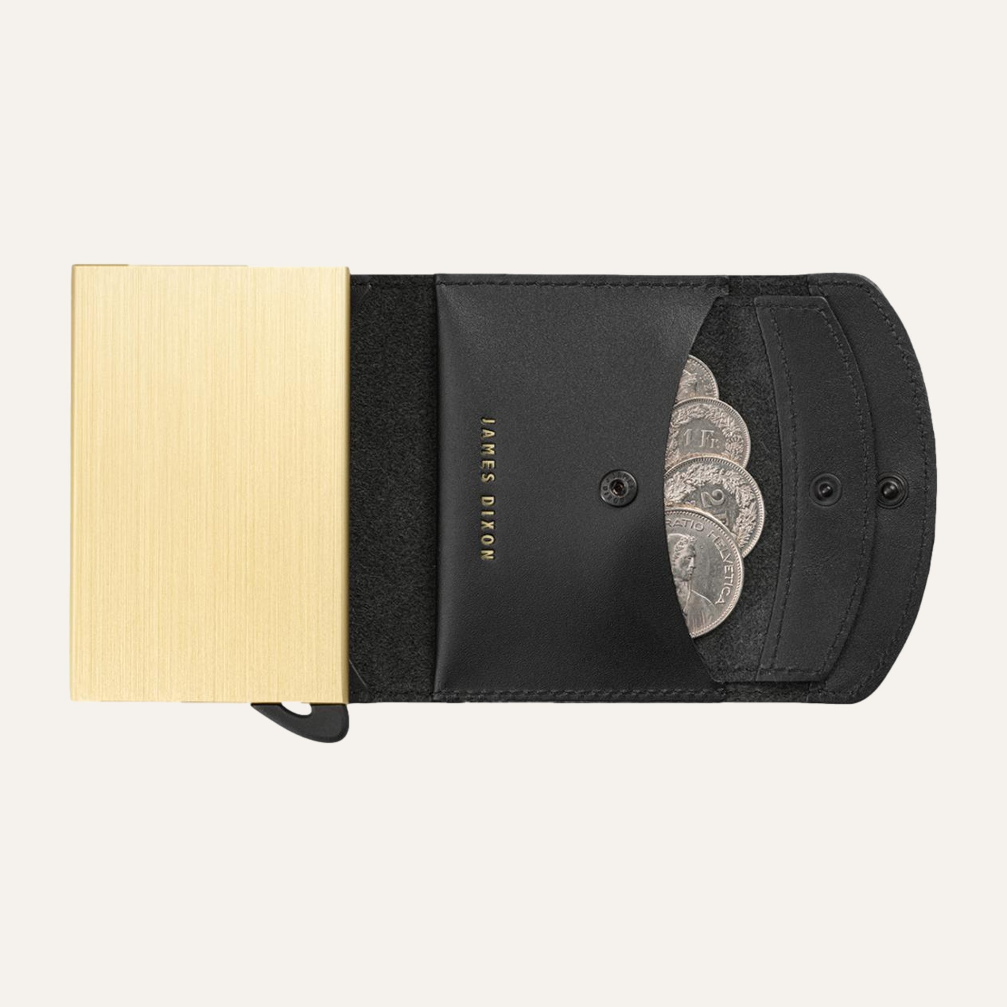 Black/Gold - One - Coin Pocket - Flap - Wallet
