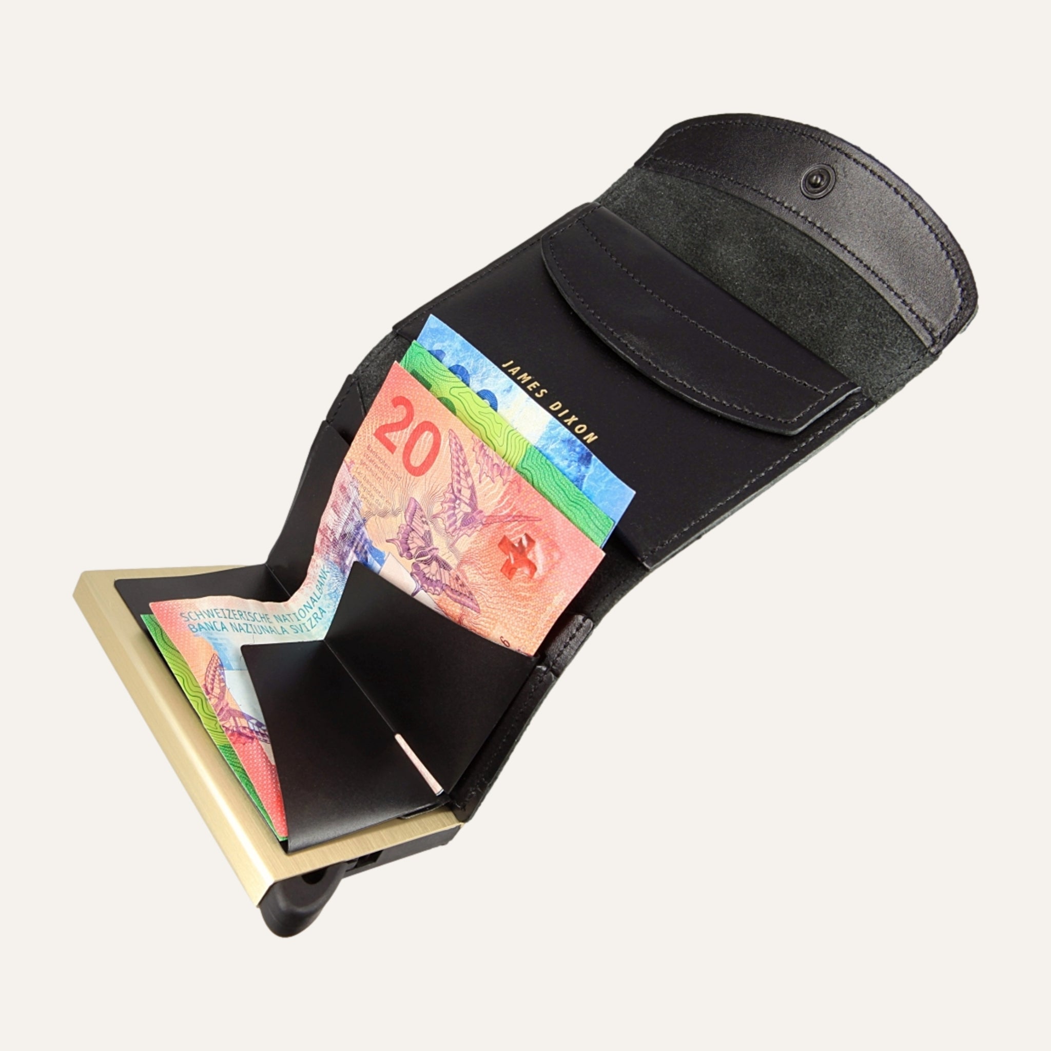 Black/Gold - One - Coin Pocket - Flap - Wallet