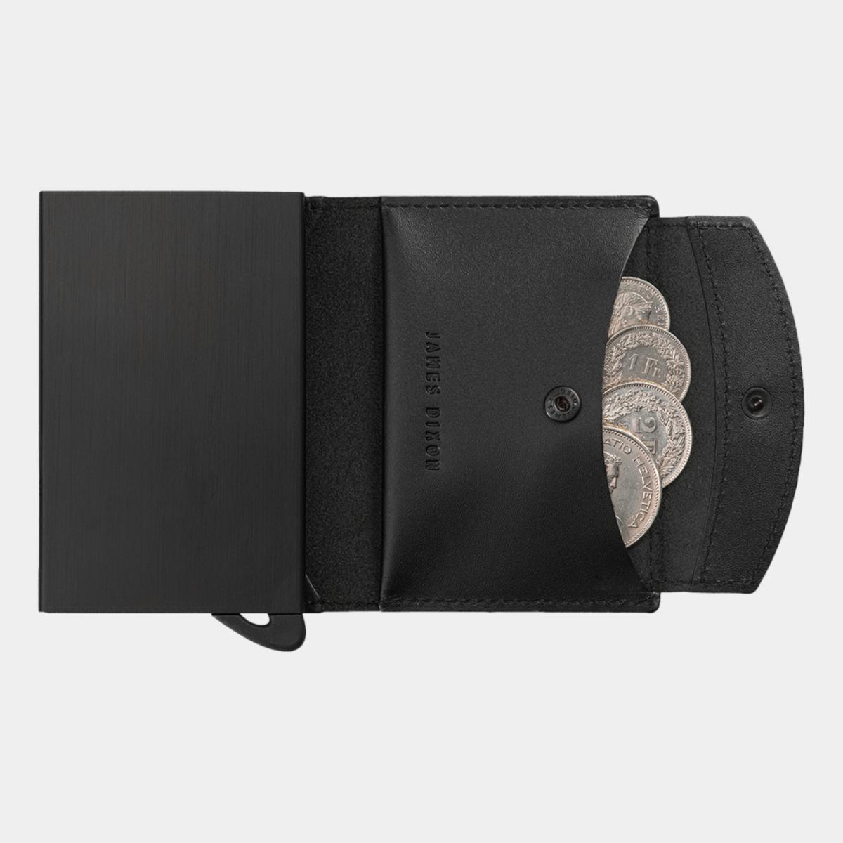 jd0121 james dixon puro one all black coin pocket wallet coins