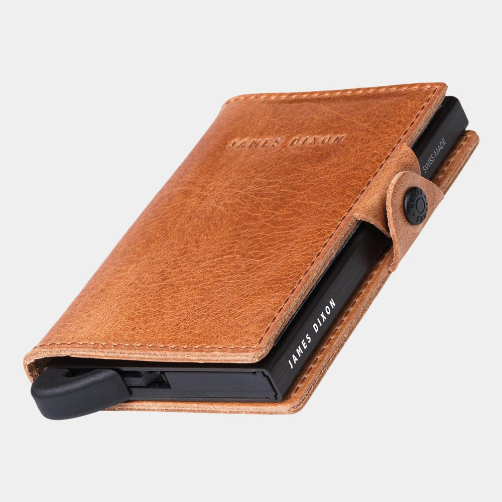 James Dixon Slim RFID Wallet, Light Brown, Classic, Snap