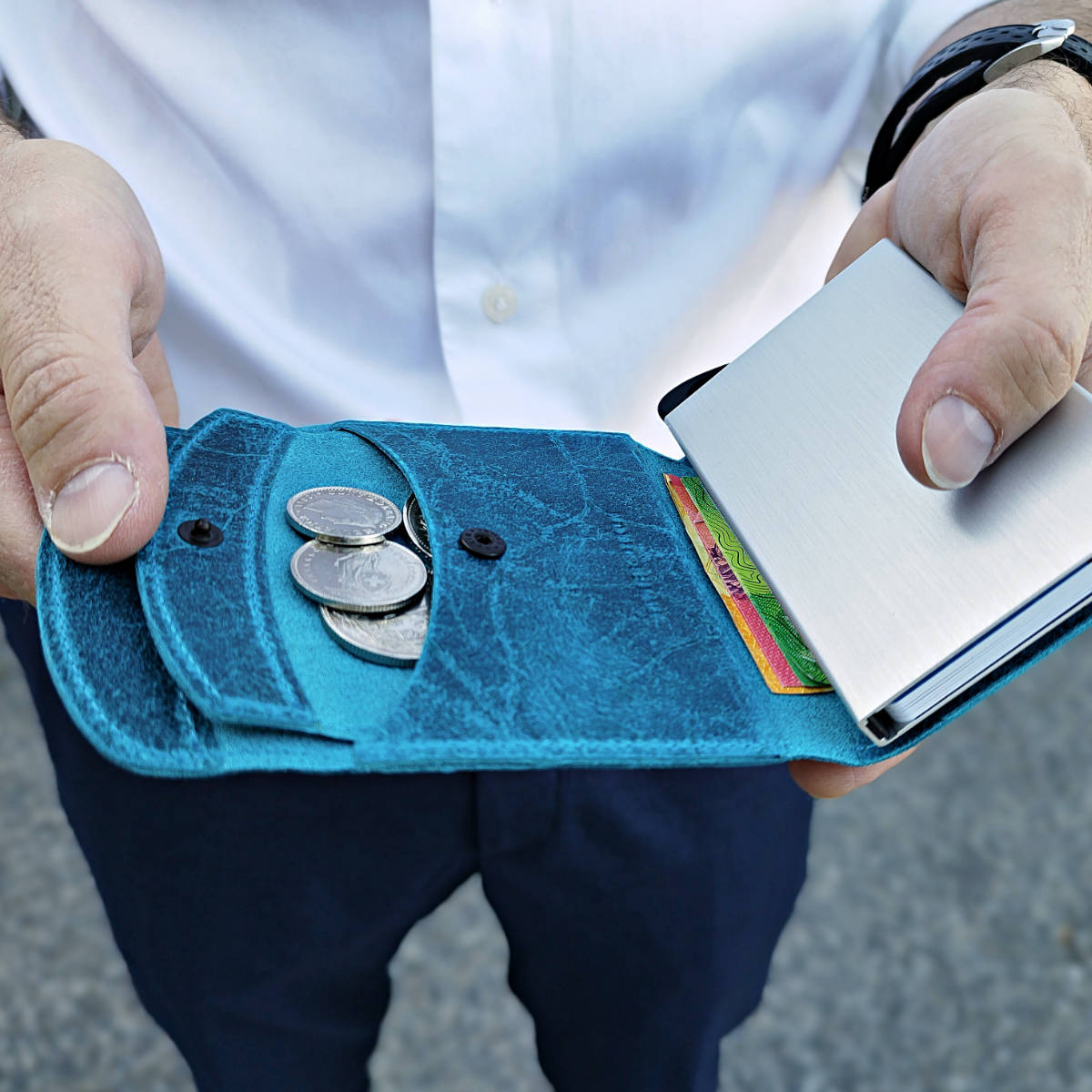 Grande Raw - Blue - Coin Pocket