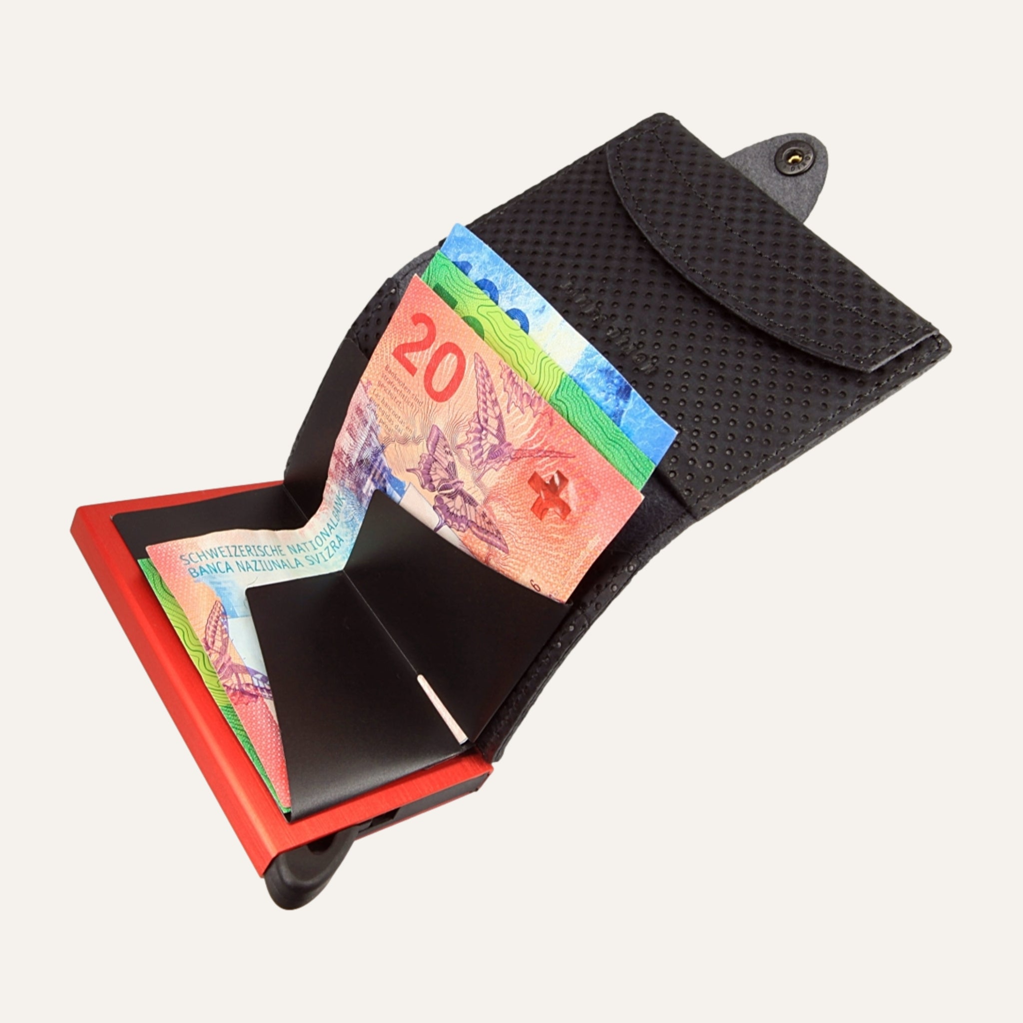 Black/Scarlet - Racing - Münzfach - Knopf - Portemonnaie