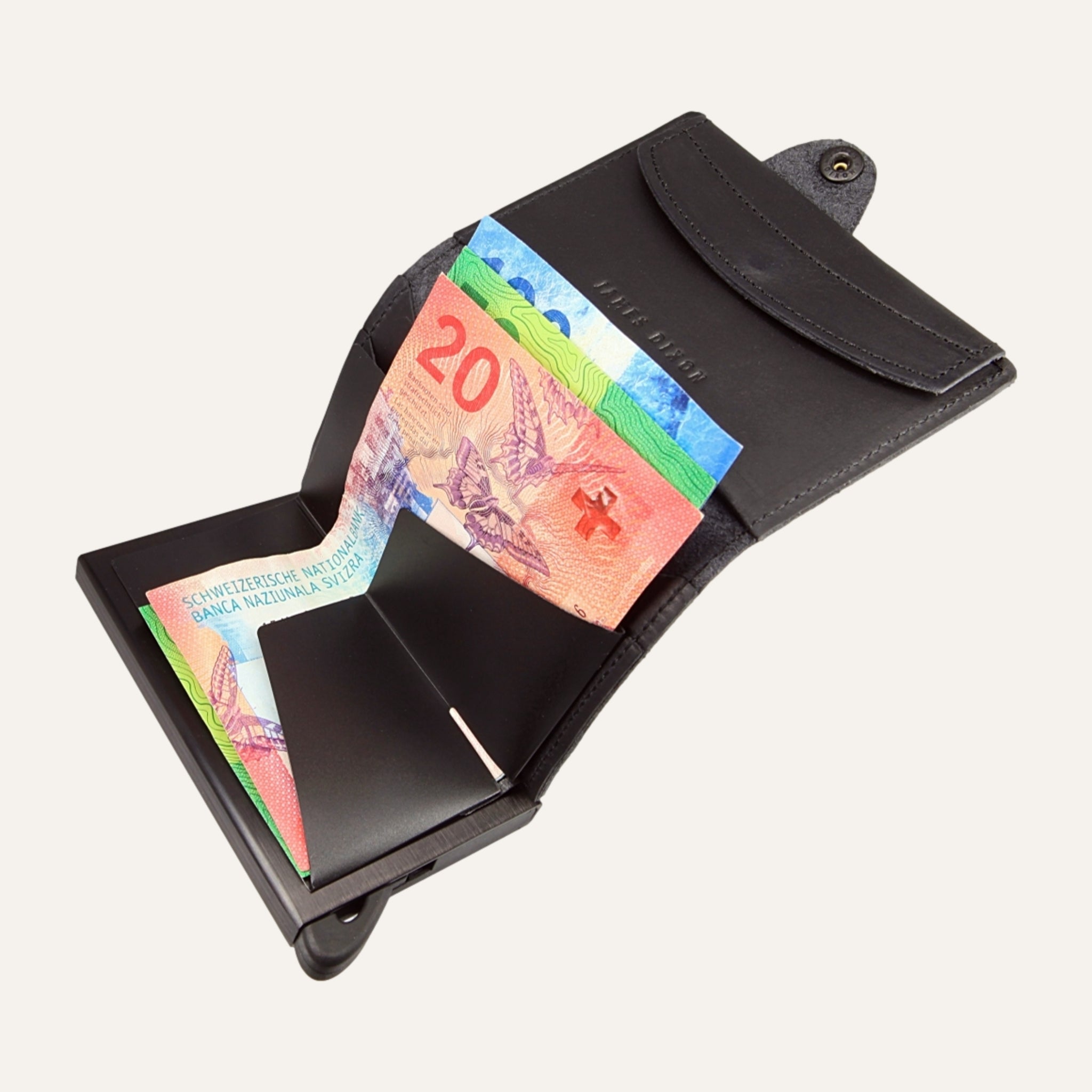 All Black - Vintage - Münzfach - Knopf - Portemonnaie