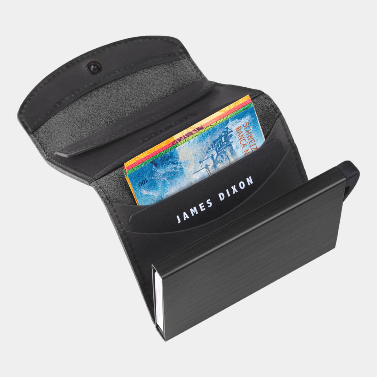 jd0249 james dixon grande vintage all black coin pocket wallet notes