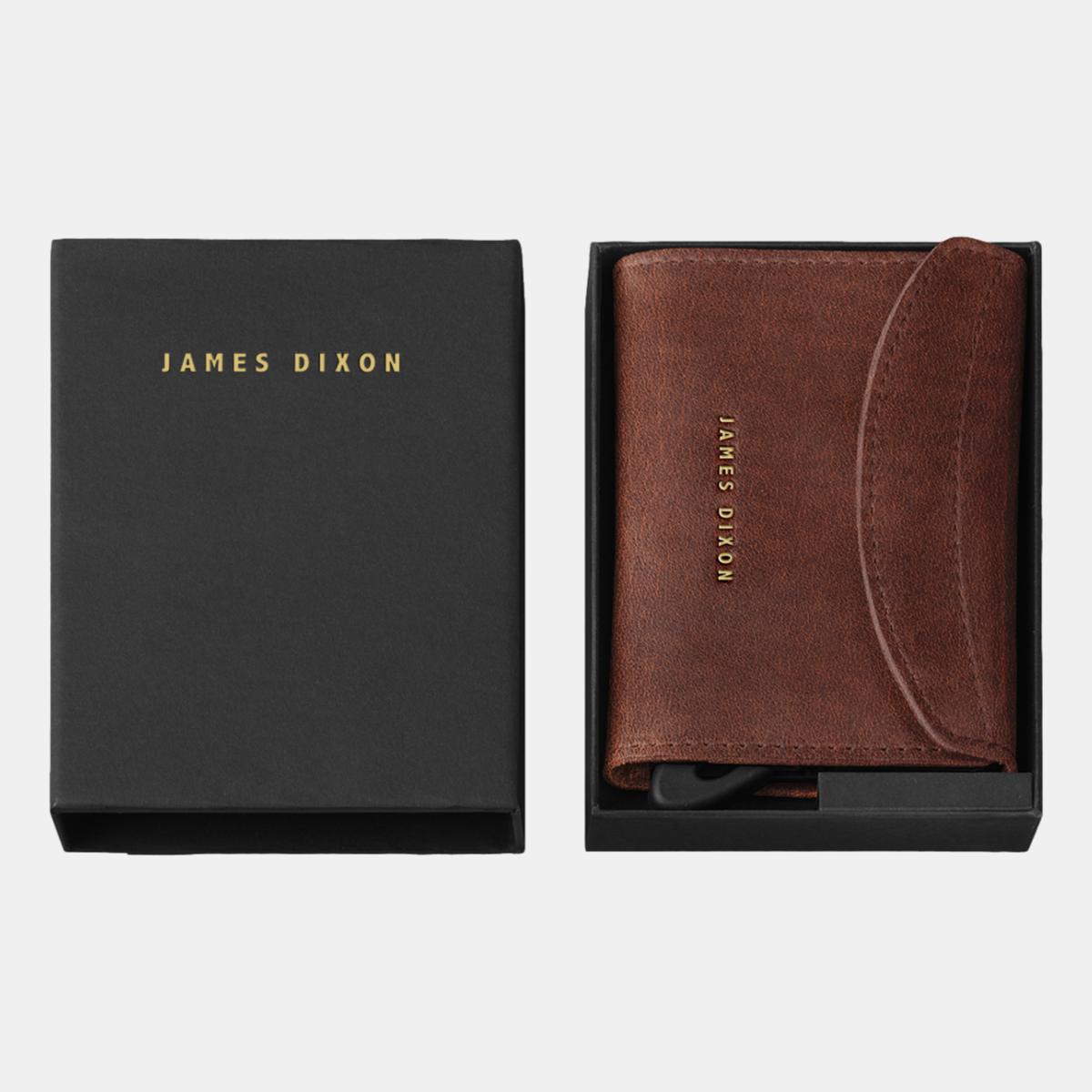 jd0271 james dixon grande classic havana brown gold coin pocket wallet box