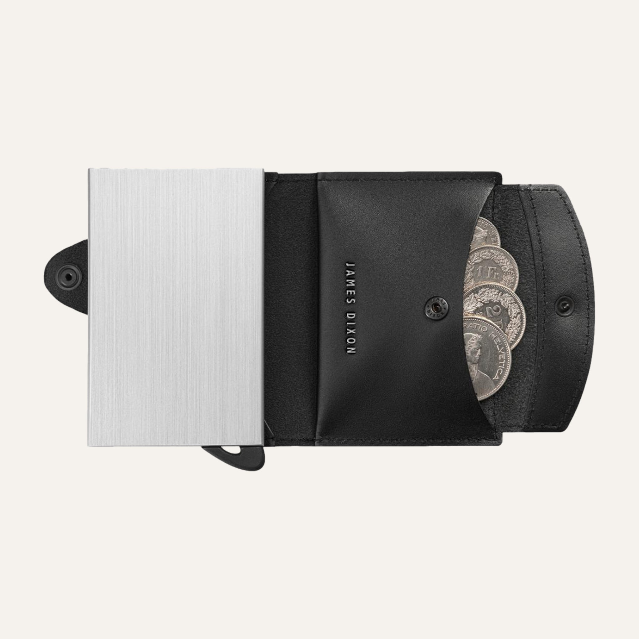Black/Silver - One - Coin Pocket - Snap - Wallet