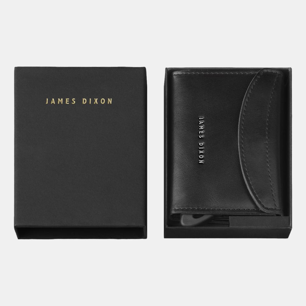 jd0297 james dixon grande classic black silver coin pocket wallet box