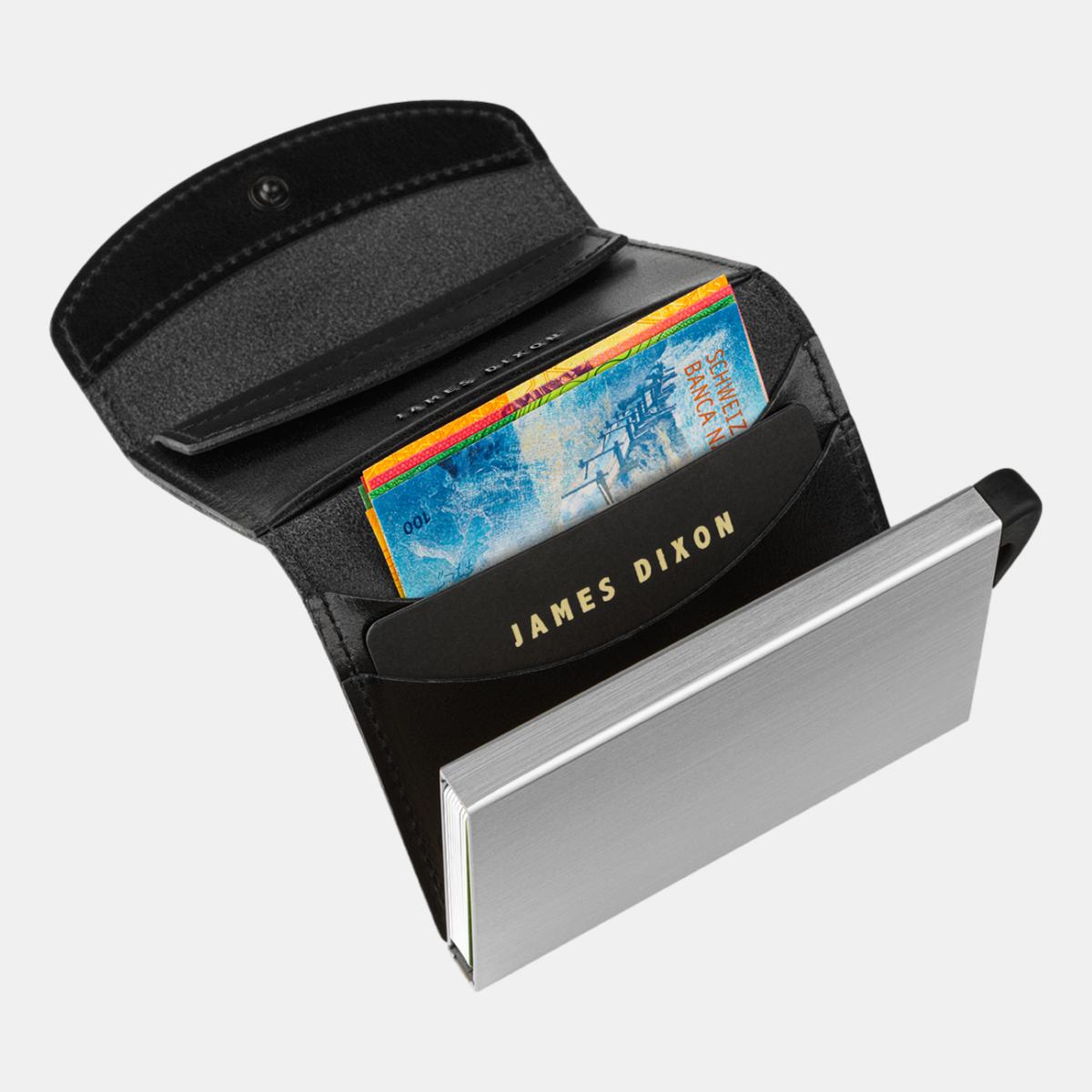 jd0297 james dixon grande classic black silver coin pocket wallet notes