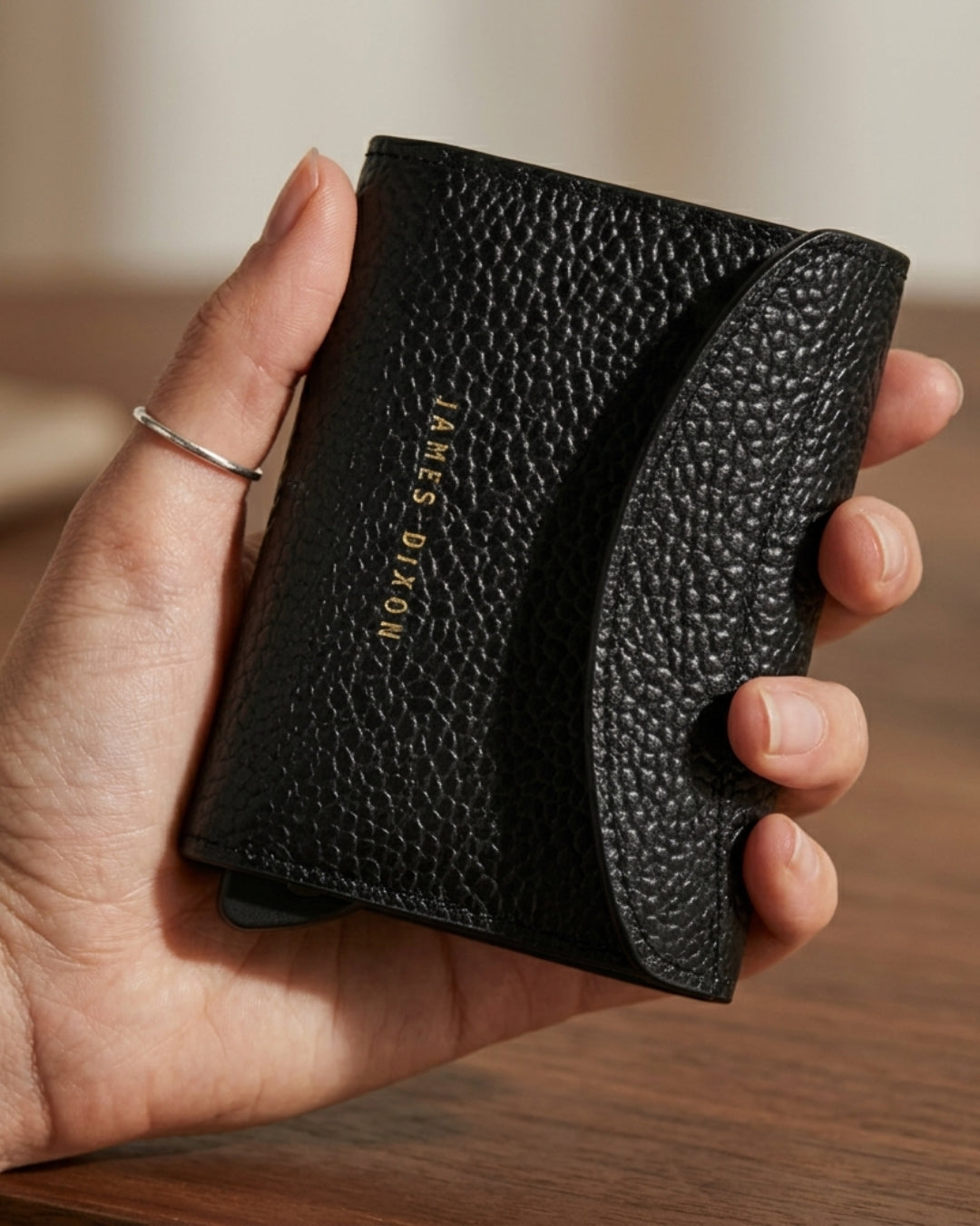 Black/Gold - Caviar - Coin Pocket - Flap - Wallet