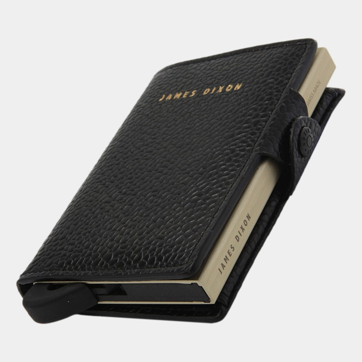 James Dixon Slim RFID Wallet, Black/Gold, Caviar, Coin Pocket, Snap